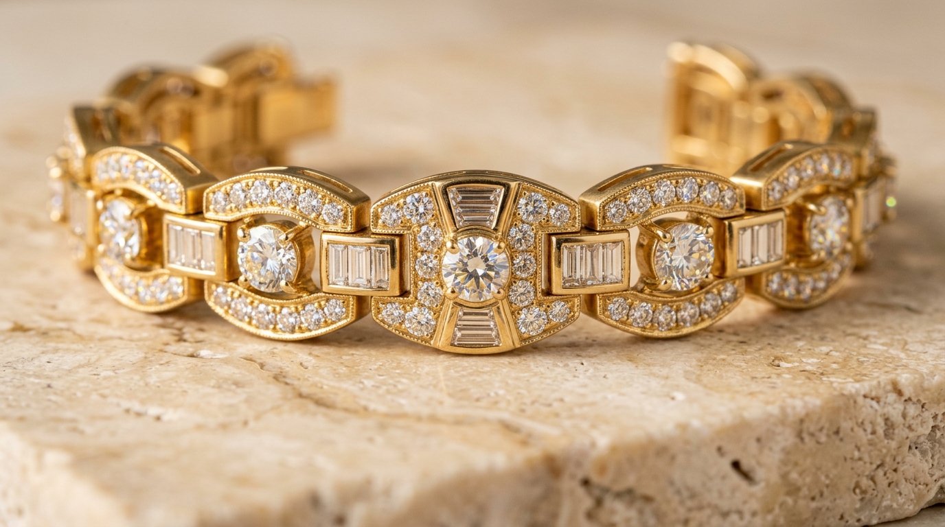 Bespoke natural diamond and gold craftsmanship bracelet